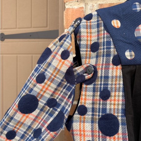 Hanh Merriman Mixed Media Plaid & Polka Dot Blazer size 8 - Picture 9 of 12